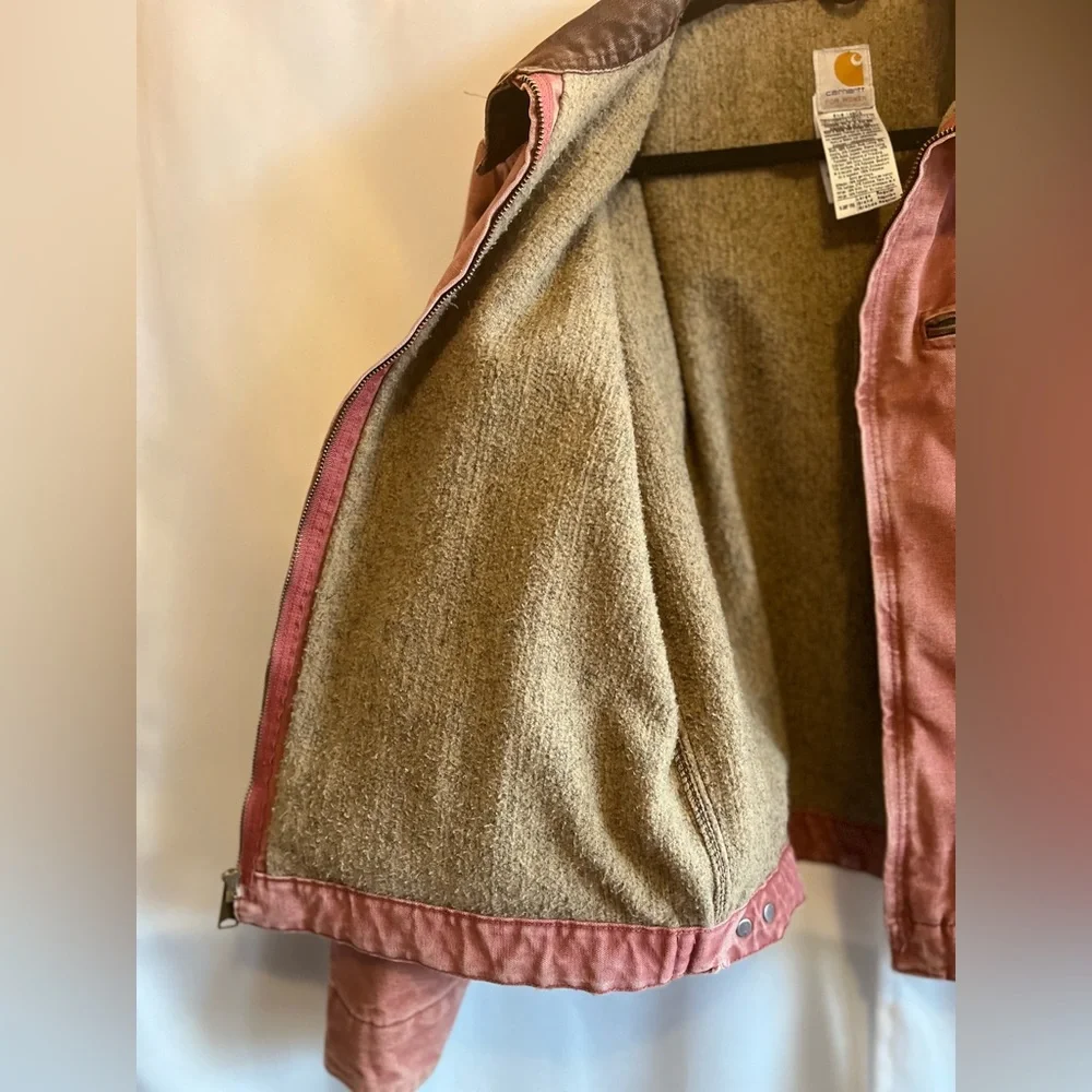 Vintage Carhartt Detroit Jacket Women’s Large/Reg Rose Rare Color WJ097 VRS - Picture 8 of 16